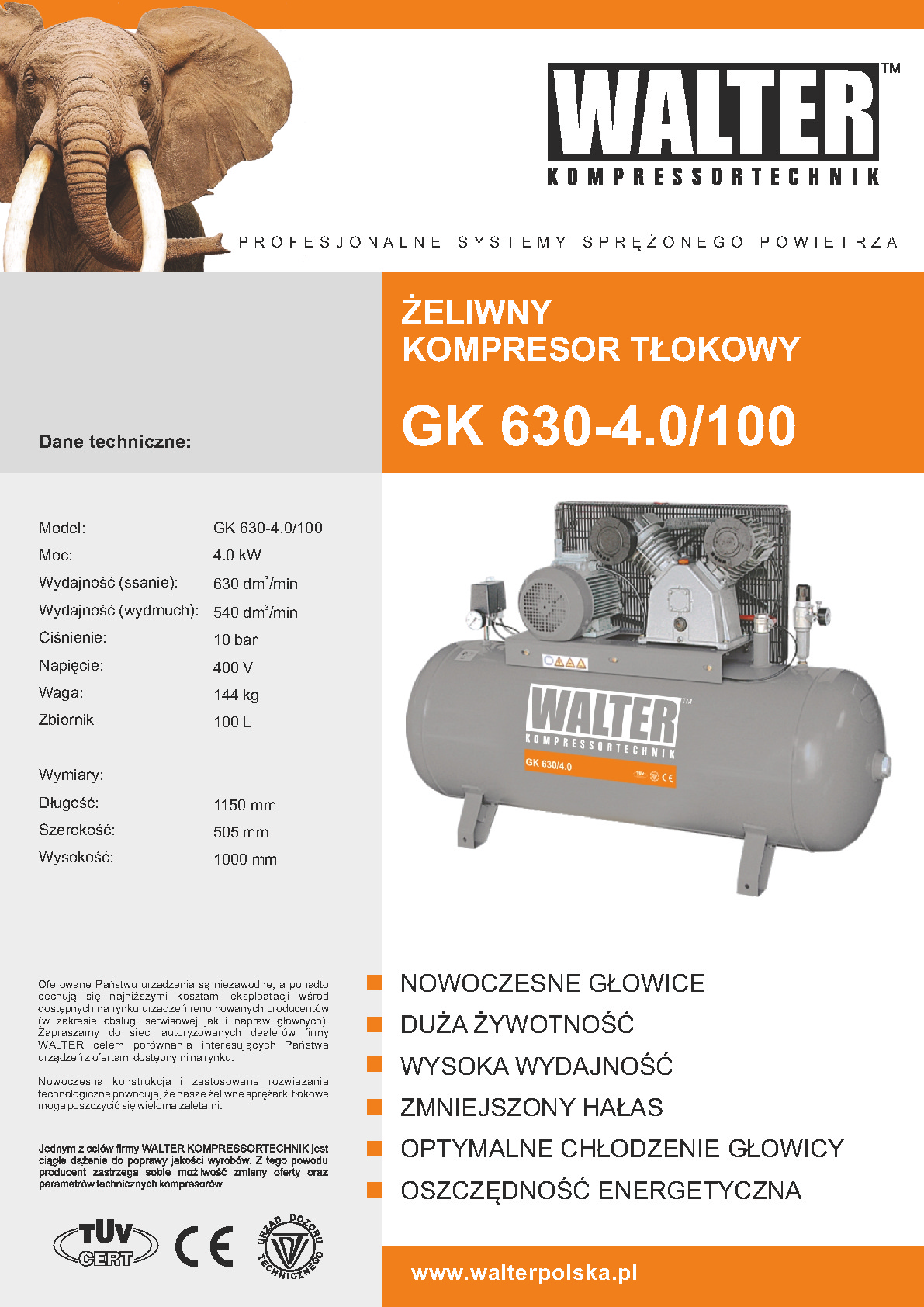 Kompresor tłokowy GK 630 4,0 100