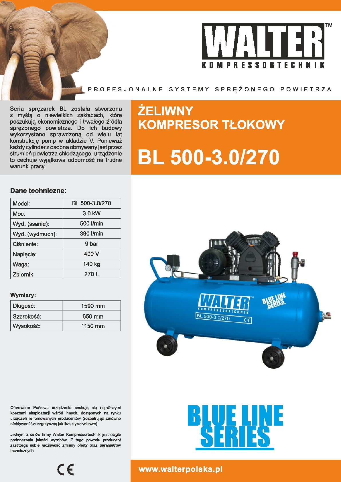 Kompresor tłokowy BL 500