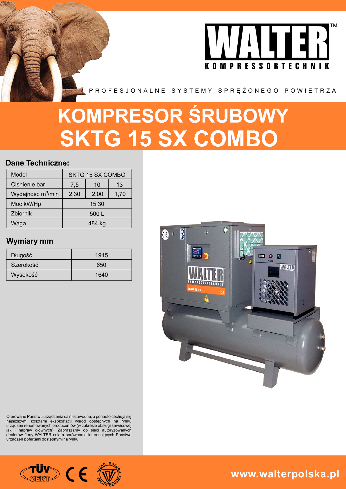 Kompresor śrubowy SKTG 15 SX COMBO