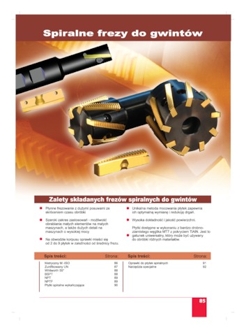 Składane frezy spiralne do gwint&oacute;w