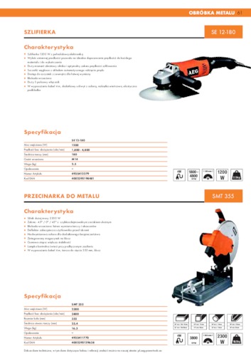 Obr&oacute;bka metalu &ndash; Szlifierka kątowa, Przecinarka do metalu